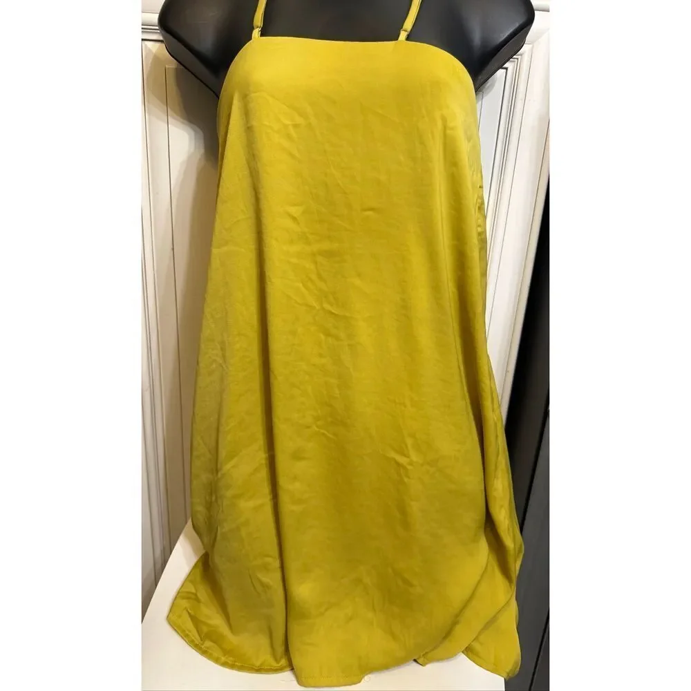 Forever 21 Contemporary Women's Halter Cross Back Cami Slip Dress Mustard Small